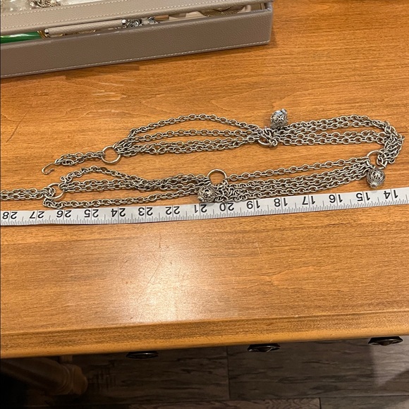 Vintage Silver Tone Scalloped Chain Link Filigree Belt Adjustable - Picture 13 of 14